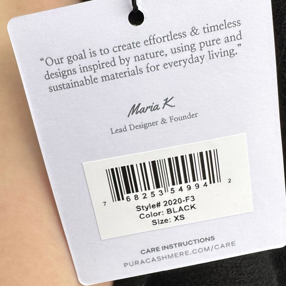 Pura Black 100% Cashmere Zip-Up Sweater XS Long Sleeve Tunic Length Cardigan - Picture 7 of 8